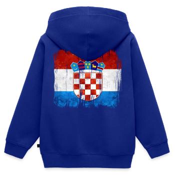 Kroatien hrvatska kroatien hrv hr zagreb geteilte Flagge - Kinder Premium Organic Zip Hoodie - Royalblau - Hinten - AI Model Kid Male (0cm)