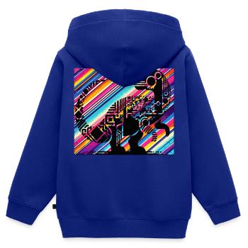 Dino - Kinder Premium Organic Zip Hoodie - Royalblau - Hinten - AI Model Kid Male (0cm)