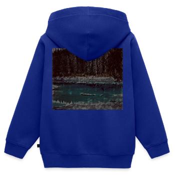 Design - Kinder Premium Organic Zip Hoodie - Royalblau - Hinten - AI Model Kid Male (0cm)