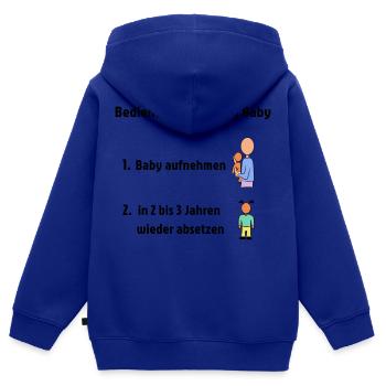 Bedienungsanleitung Baby - Kinder Premium Organic Zip Hoodie - Royalblau - Hinten - AI Model Kid Male (0cm)
