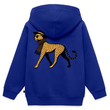 Leoparden-Chic - Kinder Premium Organic Zip Hoodie - Royalblau - Hinten - AI Model Kid Male (0cm)