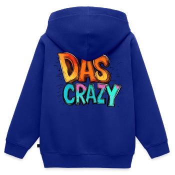 das crazy - Kinder Premium Organic Zip Hoodie - Royalblau - Hinten - AI Model Kid Male (0cm)