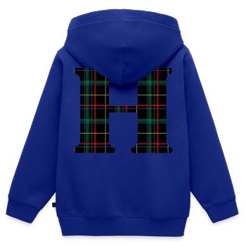 Monogramm h schottischer Tartan - Kinder Premium Organic Zip Hoodie - Royalblau - Hinten - AI Model Kid Male (0cm)