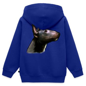 Bullterrier Kopf im Profil Comicstyle - Kinder Premium Organic Zip Hoodie - Royalblau - Hinten - AI Model Kid Male (0cm)