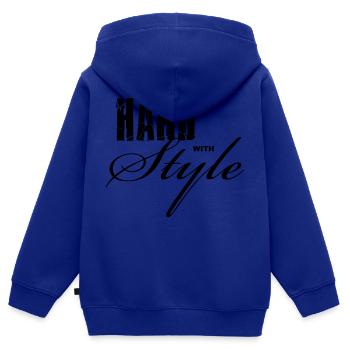 Hard with Style - Kinder Premium Organic Zip Hoodie - Royalblau - Hinten - AI Model Kid Male (0cm)