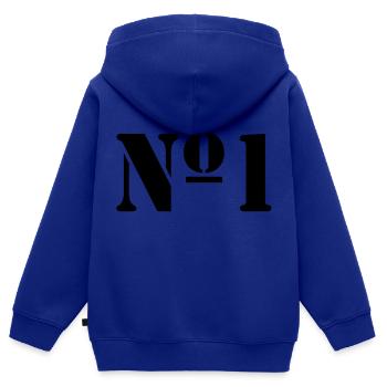 Nummer 1 - Kinder Premium Organic Zip Hoodie - Royalblau - Hinten - AI Model Kid Male (0cm)