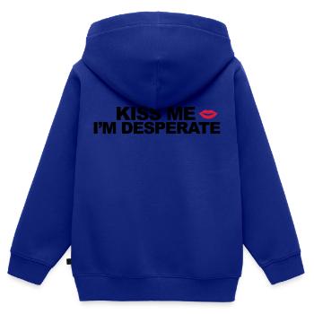 Kiss Me I'm Desperate - Kinder Premium Organic Zip Hoodie - Royalblau - Hinten - AI Model Kid Male (0cm)