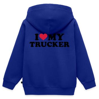 Trucker - Kinder Premium Organic Zip Hoodie - Royalblau - Hinten - AI Model Kid Male (0cm)