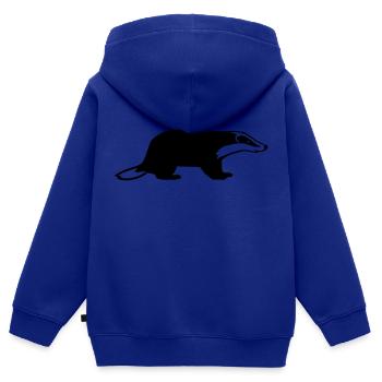Blaireau - Sweat Premium à capuche zippé enfant bio - bleu roi - Dos - AI Model Kid Male (0cm)