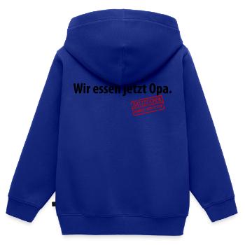 Wir essen jetzt Opa Satzzeichen Leben retten Komma - Kinder Premium Organic Zip Hoodie - Royalblau - Hinten - AI Model Kid Male (0cm)