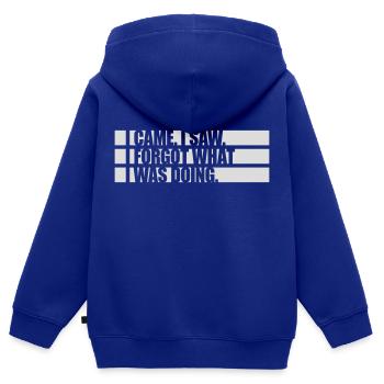 Je suis venu voir oublier - Sweat Premium à capuche zippé enfant bio - bleu roi - Dos - AI Model Kid Male (0cm)