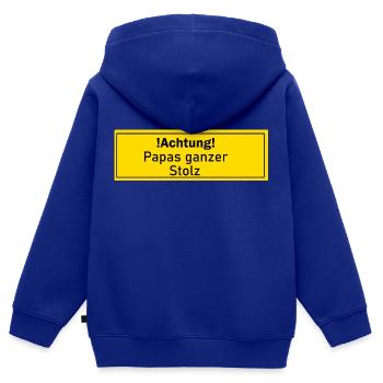 Papas ganzer Stolz Geschenk Geschenkidee Liebling - Kinder Premium Organic Zip Hoodie - Royalblau - Hinten - AI Model Kid Male (0cm)