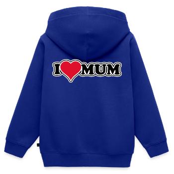I love mum - 1970er Retro - Kinder Premium Organic Zip Hoodie - Royalblau - Hinten - AI Model Kid Male (0cm)