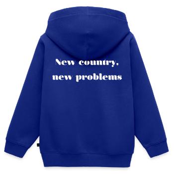 Auswandern Probleme Spruch Englisch - Kinder Premium Organic Zip Hoodie - Royalblau - Hinten - AI Model Kid Male (0cm)