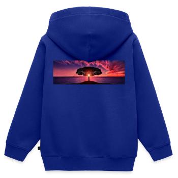 Sonnenuntergang - Kinder Premium Organic Zip Hoodie - Royalblau - Hinten - AI Model Kid Male (0cm)
