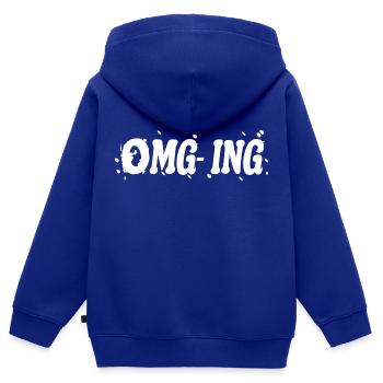 OMG - Dicton - Sweat Premium à capuche zippé enfant bio - bleu roi - Dos - AI Model Kid Male (0cm)
