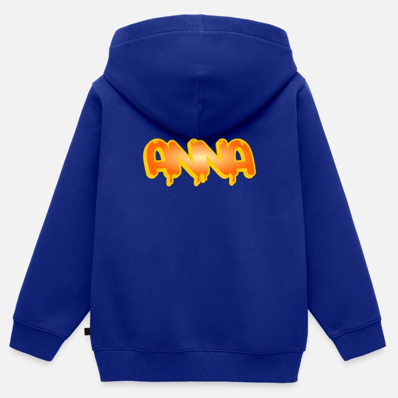 Graffiti Nome Anna - Felpa Premium con cappuccio con zip bambino bio - blu royal