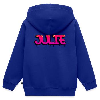 Graffiti-Name Julie - Kinder Premium Organic Zip Hoodie - Royalblau - Hinten - AI Model Kid Male (0cm)
