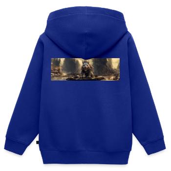 apocalypse monde après l’humanité écureuil géant - Sweat Premium à capuche zippé enfant bio - bleu roi - Dos - AI Model Kid Male (0cm)