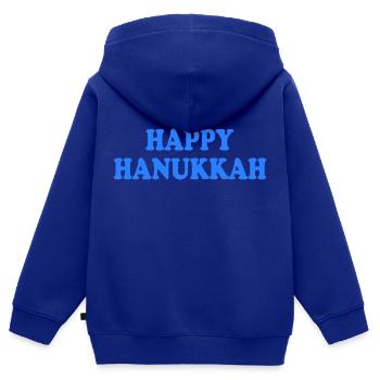 happy hanukkah - Sweat Premium à capuche zippé enfant bio - bleu roi - Dos - AI Model Kid Male (0cm)