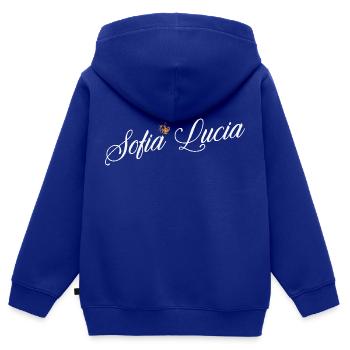 Sofia Nom pour Femme Enfant Bambin - Sofia Custom - Sweat Premium à capuche zippé enfant bio - bleu roi - Dos - AI Model Kid Male (0cm)