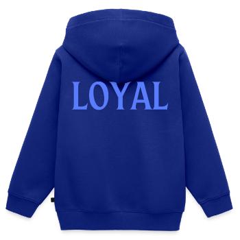 Loyal Loyalität - Kinder Premium Organic Zip Hoodie - Royalblau - Hinten - AI Model Kid Male (0cm)
