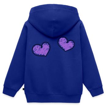 lila Herzen - Kinder Premium Organic Zip Hoodie - Royalblau - Hinten - AI Model Kid Male (0cm)