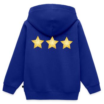 Three stars - Kids Premium Organic Zip-up Hoodie - royal blue - Back - AI Model Kid Male (0cm)