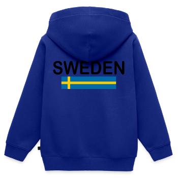 Suède - Sweat Premium à capuche zippé enfant bio - bleu roi - Dos - AI Model Kid Male (0cm)