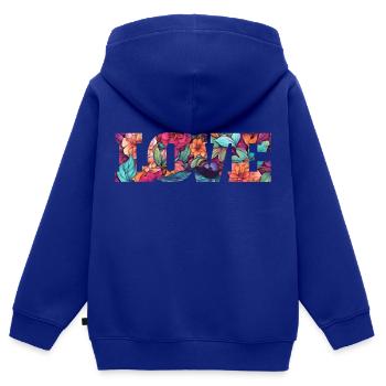 Amour - Sweat Premium à capuche zippé enfant bio - bleu roi - Dos - AI Model Kid Male (0cm)