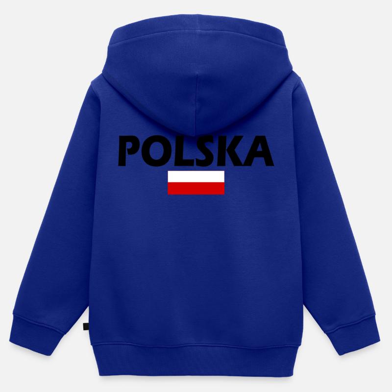 Polska - Sweat Premium à capuche zippé enfant bio - bleu roi