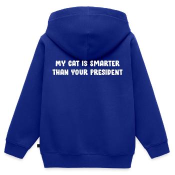 Meine Katze ist schlauer als der Präsidenten-Katzenliebhaber - Kinder Premium Organic Zip Hoodie - Royalblau - Hinten - AI Model Kid Male (0cm)