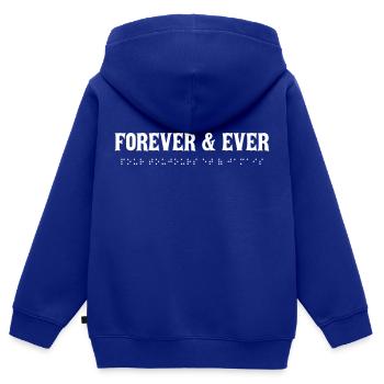 Pour toujours et à jamais 2 - Sweat Premium à capuche zippé enfant bio - bleu roi - Dos - AI Model Kid Male (0cm)