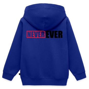 Bar Jamais Jamais - Sweat Premium à capuche zippé enfant bio - bleu roi - Dos - AI Model Kid Male (0cm)