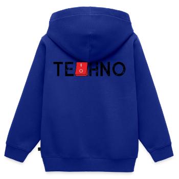 Techno On Off - Kinder Premium Organic Zip Hoodie - Royalblau - Hinten - AI Model Kid Male (0cm)