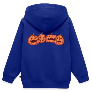 Kürbis mit menschlichem Gesicht. - Kinder Premium Organic Zip Hoodie - Royalblau - Hinten - AI Model Kid Male (0cm)