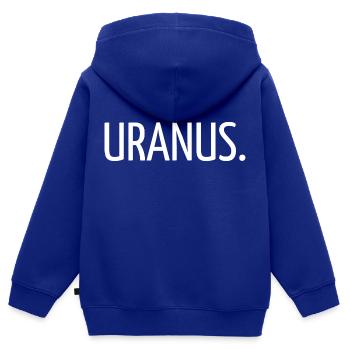 Uranus. - Sweat Premium à capuche zippé enfant bio - bleu roi - Dos - AI Model Kid Male (0cm)