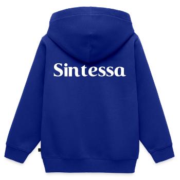 Sintessa - Weiße Schrift - Kinder Premium Organic Zip Hoodie - Royalblau - Hinten - AI Model Kid Male (0cm)
