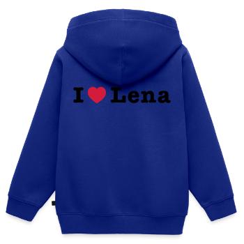 J'aime Lena 1 - Sweat Premium à capuche zippé enfant bio - bleu roi - Dos - AI Model Kid Male (0cm)