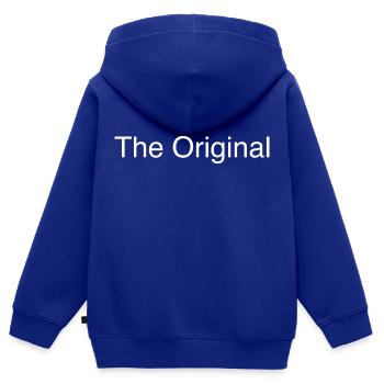 The Original - Kinder Premium Organic Zip Hoodie - Royalblau - Hinten - AI Model Kid Male (0cm)