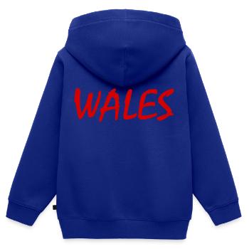 Wales - Kinder Premium Organic Zip Hoodie - Royalblau - Hinten - AI Model Kid Male (0cm)