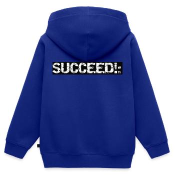 SUCCEED!: - Kinder Premium Organic Zip Hoodie - Royalblau - Hinten - AI Model Kid Male (0cm)