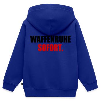 waffenruhe sofort - Kinder Premium Organic Zip Hoodie - Royalblau - Hinten - AI Model Kid Male (0cm)