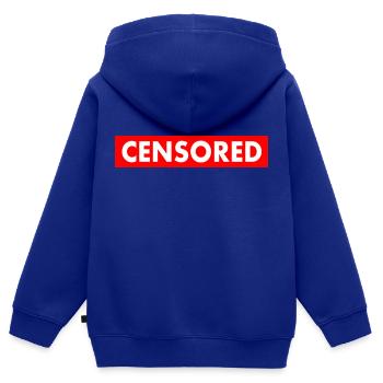 censored - Kinder Premium Organic Zip Hoodie - Royalblau - Hinten - AI Model Kid Male (0cm)