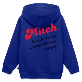 Milch - Kinder Premium Organic Zip Hoodie - Royalblau - Hinten - AI Model Kid Male (0cm)