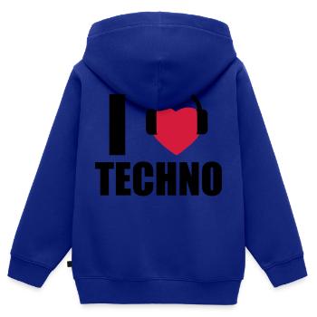 I LOVE TECHNO 1 - Kinder Premium Organic Zip Hoodie - Royalblau - Hinten - AI Model Kid Male (0cm)