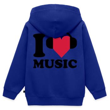 I love Music - Kinder Premium Organic Zip Hoodie - Royalblau - Hinten - AI Model Kid Male (0cm)