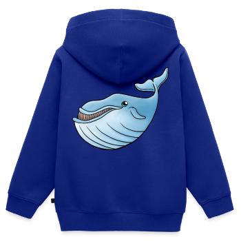 petite baleine bleue - Sweat Premium à capuche zippé enfant bio - bleu roi - Dos - AI Model Kid Male (0cm)