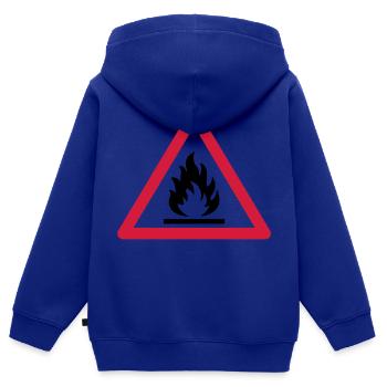 Branntgefahr schild - Kinder Premium Organic Zip Hoodie - Royalblau - Hinten - AI Model Kid Male (0cm)