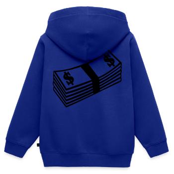 Dollar Geld - Kinder Premium Organic Zip Hoodie - Royalblau - Hinten - AI Model Kid Male (0cm)